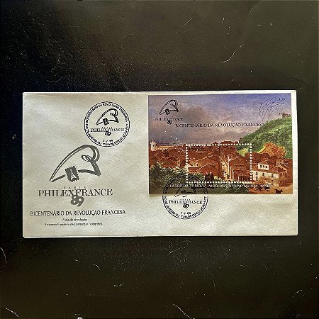 Envelope Comemorativo com Carimbo e Selo - Bicentenário da Revolução Francesa - 1989 - FDC473 - ref.481