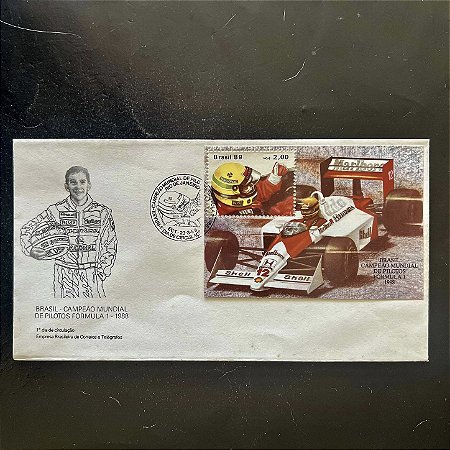 Envelope Comemorativo com Carimbo e Selo - Campeão Mundial de Pilotos de Formula 1 - 1989 - FDC466 - ref.484