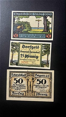 03 Cédulas Notgeld - Diversos (ref.491)