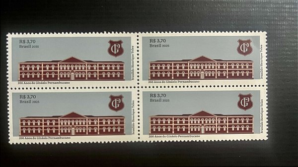 Quadra de Selos do Brasil - 200 Anos do Ginasio Pernambucano - 2025 - Mint - ref.493