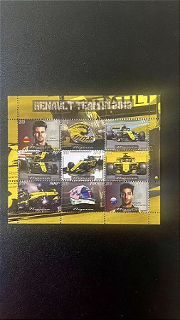 Bloco de Selos da Nigeria - Renault Team - 2019 - Mint - ref.494