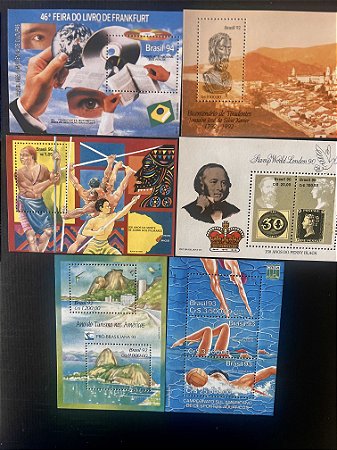 06 Blocos de Selos Comemorativos do Brasil - Mint - ref.77