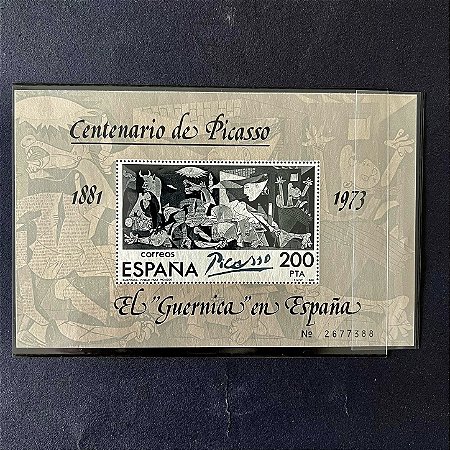 Bloco de Selos Estrangeiros - Centenário de Picasso - El Guernica en España - 1973 - Mint - ref.509