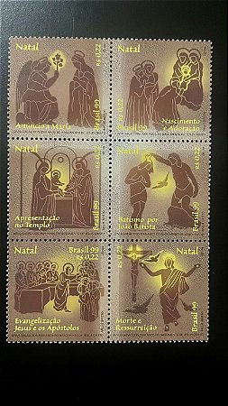 Sextilha de Selos Comemorativos do Brasil - Natal 1999 - 2000 Anos de Jesus Cristo - Mint - ref.509
