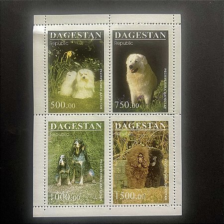 Bloco de Selos da Republica do Daguestão - região da Russia - Raças de Cães - Mint - ref.512