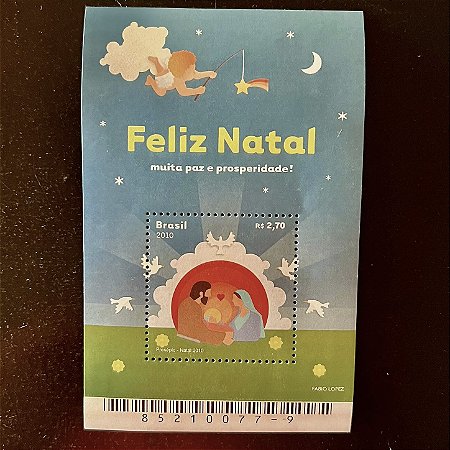 Bloco de Selos Comemorativos do Brasil - Natal 2010 - Feliz Natal - 2010 - Mint - ref.516