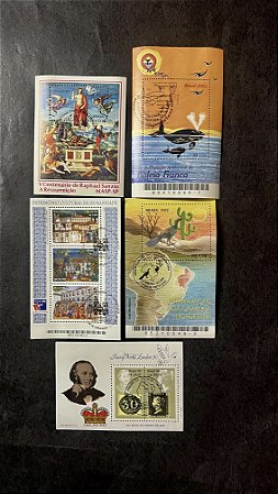 05 Blocos de Selos Comemorativos do Brasil - com Carimbo Comemorativos   (ref.519)
