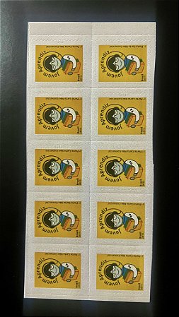 Cartela de 10 Selos Regulares Adesivos - Jovem Aprendiz - 2015 - Mint - ref.528