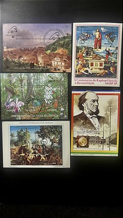 05 Blocos de Selos Comemorativos do Brasil - com carimbos comemorativos - ref.553