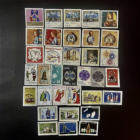34 Selos Comemorativos do Brasil - Tematicos - Natal - Mint - ref.555