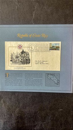 Envelope Comemorativo - Bicentenario Estados Unidos - emitido pela Costa Rica - com Certificado Autenticidade  (ref.558)