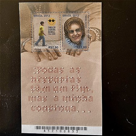 Bloco de Selos Comemorativos do Brasil - Fundação Dorina Nowill para Cegos - 2012 - Mint- ref.582
