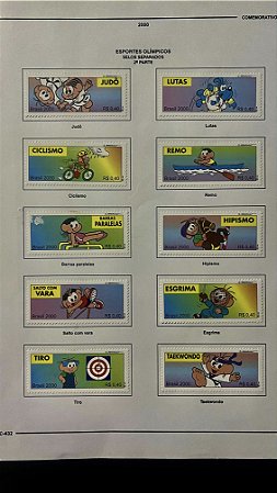 Folha de Album de 10 Selos do Brasil - Esportes Olimpicos - Turma da Monica - Brasil 2000 - Novos (ref.582)