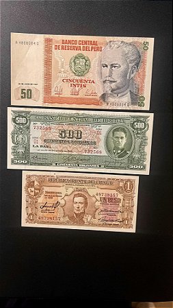 03 Cédulas Estrangeiras - Uruguai - Bolivia -Peru - Sob (ref.584)