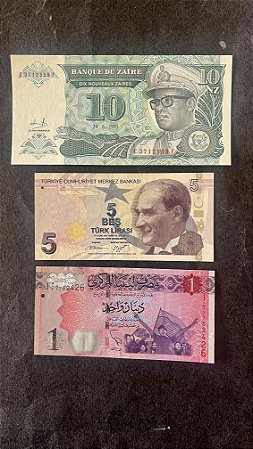 03 Cédulas Estrangeiras - Libia - Zaire - Turquia - FE  (ref.586)