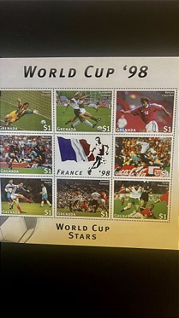 Bloco de Selos Estrangeiros - Grenada - World Cup 98 - Mint - ref.610