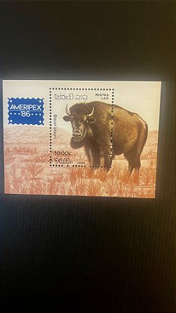 Bloco de Selos Estrangeiros - Postes Lao - Bison - Mint - ref.613