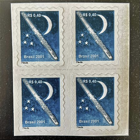 Quadra de Selos Regulares do Brasil - Flauta - 2001 - Mint - ref.615