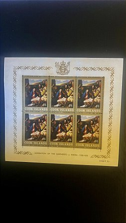 Bloco de Selos Estrangeiros - Cook Islands - Adoration of the Shepherds - Novo - ref.616