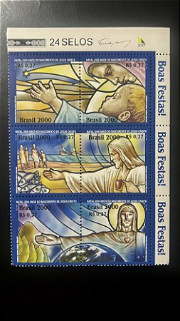 Sextilha de Selos Comemorativos do Brasil - Natal 2000 - 2000 Anos de Jesus Cristo - Mint - ref.628
