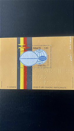 Bloco de Selos do Brasil - Cego é um Cidadão Participante - 1974 - Mint - ref.638
