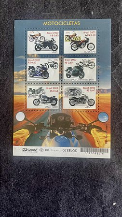 Bloco de Selos Comemorativos do Brasil - Motocicletas - Brasil 2002 - Mint (ref.654)