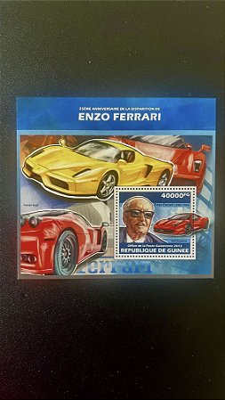 Bloco de Selos Universais - Republique de Guinee - Enzo Ferrari - Mint - ref.655