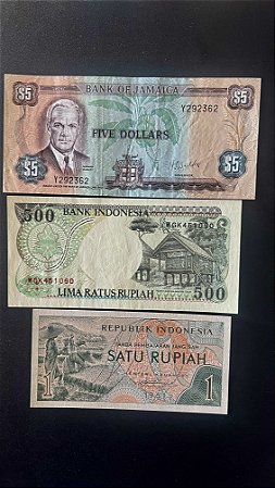 03 Cédulas Estrangeiras - Indonésia - Jamaica - Indonésia - FE - ref.660