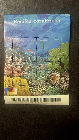 Bloco de Selos do Brasil - Ecossistemas de Recifes Coralineos - Brasil 2002 - Mint - ref.668
