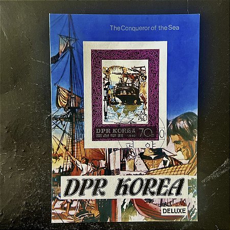 Bloco de Selos Estrangeiros - Coreia do Norte - The Conqueror od the Sea - O Conquistador do Mar - 1980 - ref.669
