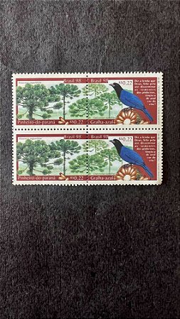 Série de Selos do Brasil - Preservação da Fauna e Flora - Pinheiro e Gralha - Brasil 1998 - Mint - ref.673