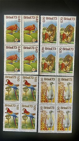 04 Quadras de Selos do Brasil - Fauna e Flora - 1973 - Mint - ref.673
