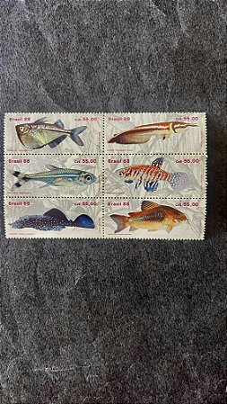 Série de Selos do Brasil - Divulgação da Piscicultura - Peixes de Agua Doce - Brasil 1988 - Mint - ref.698