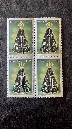 Quadra de Selos do Brasil - 75 Anos da Coroação da Imagem de Nossa Senhora Aparecida - Brasil 1979 - Mint - ref.704