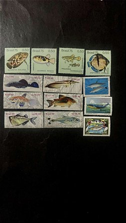 13 Selos Comemorativos do Brasil - Temáticos - Peixes - Mint - ref.706