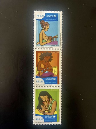 Série de Selos Comemorativos do Brasil - Dia Mundial da Amamentação - 2023 - Mint - ref.708
