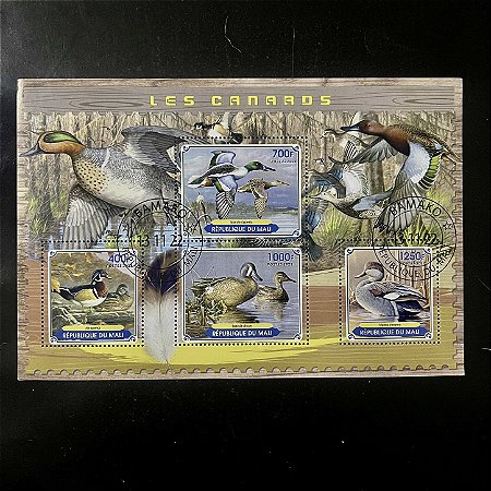Bloco de Selos Estrangeiros - Republique du Mali - Tematica Aves - Patos - Les Canards - 2022 - ref. 713