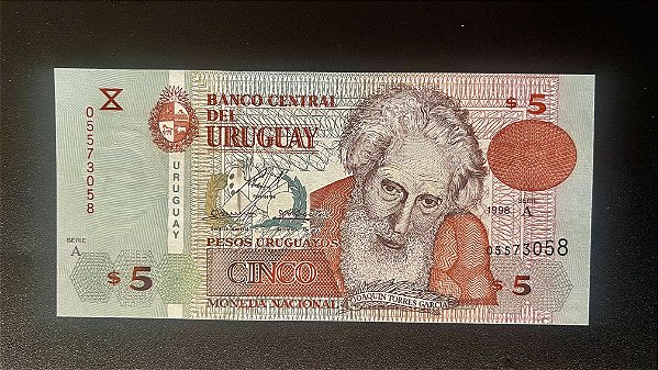 Cedula do Banco Central del Uruguay - 5 Pesos Uruguayos - FE - ref.526