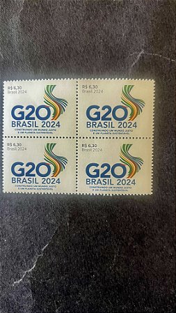 Quadra de Selos do Brasil - G20 - Brasil 2024 - Mint - ref.739