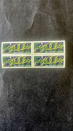 Quadra de Selos do Brasil - Feliz 2000 - Viva - Brasil 2000 - Mint - ref.746
