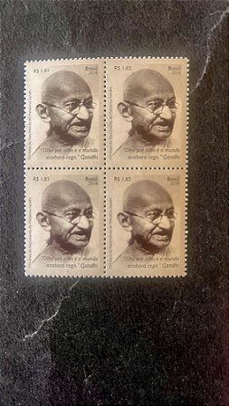 Quadra de Selos do Brasil - Gandhi - Brasil 2018 - Mint - ref. 753