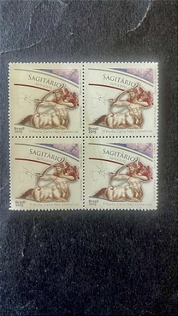 Quadra de Selos do Brasil - Signos do Zodiaco - Sagitário - Brasil 2019 - Mint - ref.763