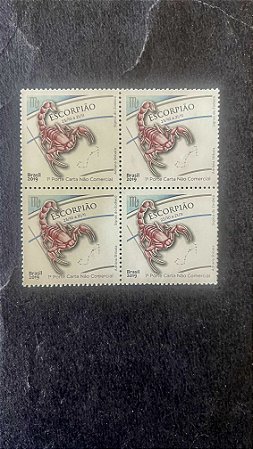 Quadra de Selos do Brasil - Signos do Zodiaco - Escorpião- Brasil 2019 - Mint - ref.765