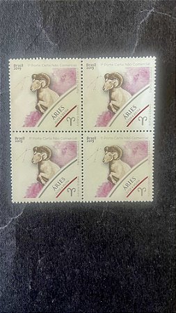 Quadra de Selos do Brasil - Signos do Zodiaco - Aries - Brasil 2019 - Mint - ref.767