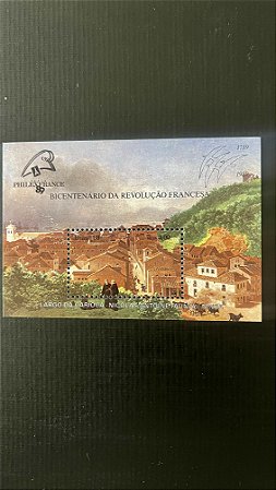 Bloco de Selos do Brasil - Bicentenario da Revolução Francesa - 1989 - Mint - ref.775