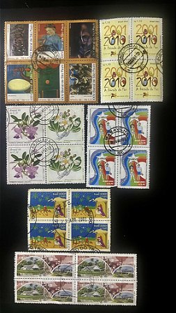 06 Quadras de Selos Comemorativos do Brasil - Circuladas com carimbo -ref.776