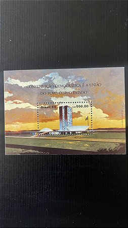 Bloco de Selos do Brasil - Constituição Democratica é a União - 1988 - Mint - ref.780