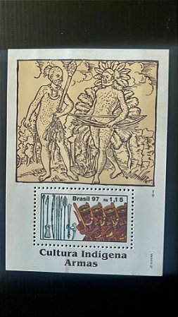 Bloco de Selos do Brasil - Cultura Indigena Armas - 1997 - Mint - ref.788