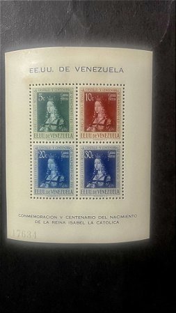 Bloco de Selos da EEUU de Venezuela - Centenário de La Reina Isabel - ref.799