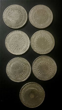 07 Moedas do Brasil - 200 Reis-1893-1894-1895-1896-1897-1898-1899-Cupro Niquel-Mbc-ref.820